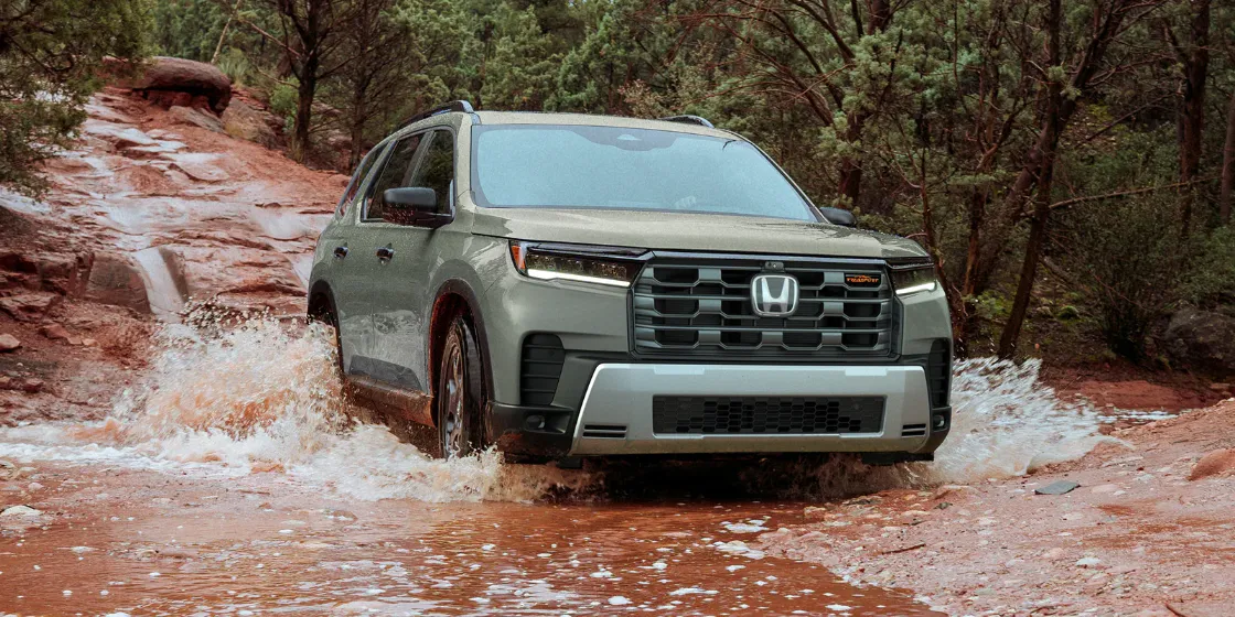 Off-Road Honda Pilot TrailSport with Ash Green Metallic Paint Color