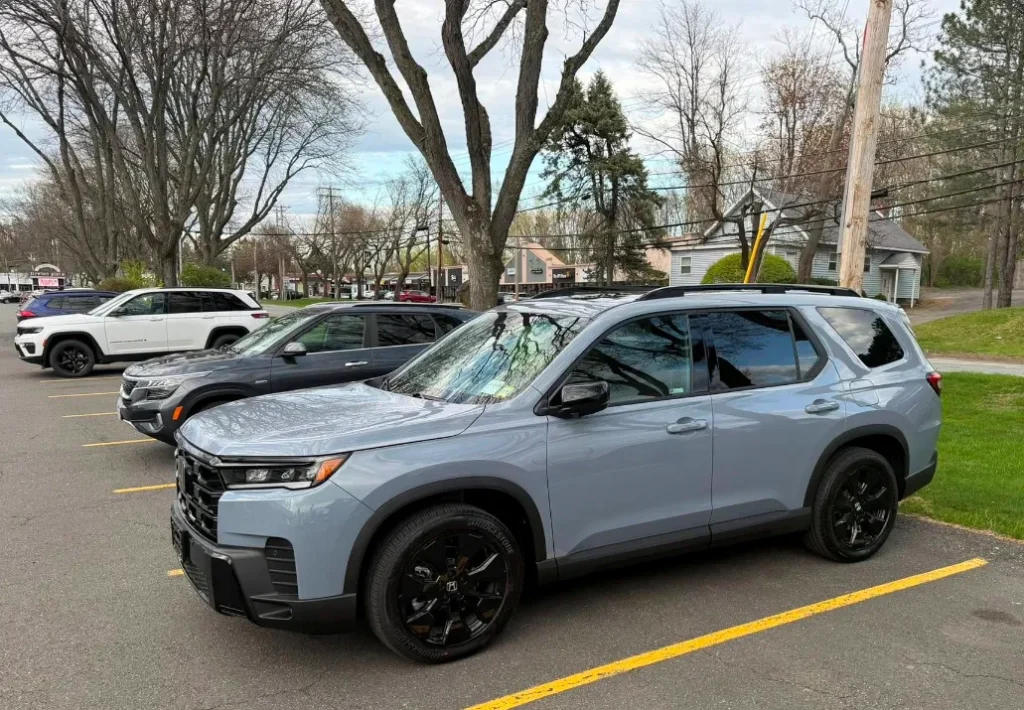 Sonic Gray Pearl Honda Pilot Under Shade during daylight